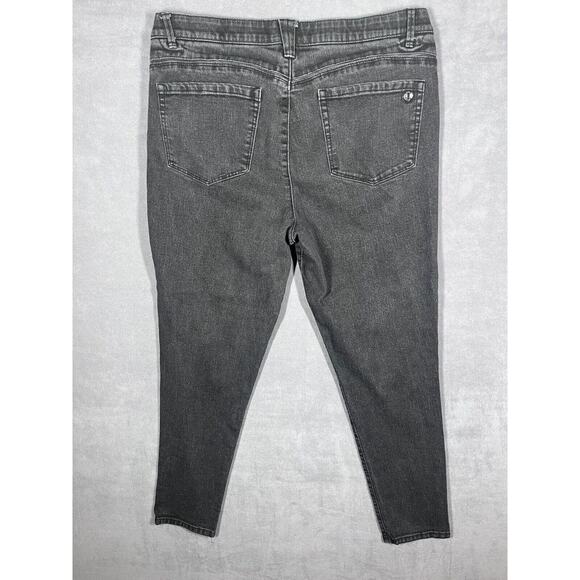 Democracy Skinny Jeans Women 14 Black Denim Mid-Rise 5-Pocket Medium Wash Preppy - Picture 2 of 8